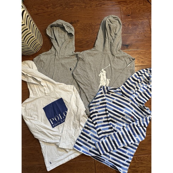 4 Piece Polo Ralph Lauren Boys Long Sleeve Hooded Shirt Bundle Size 10-12 - Picture 1 of 9